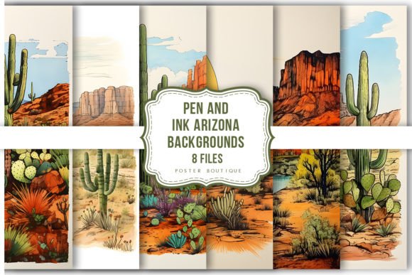 Download Pen and Ink Arizona Backgrounds Pack - Background Collection