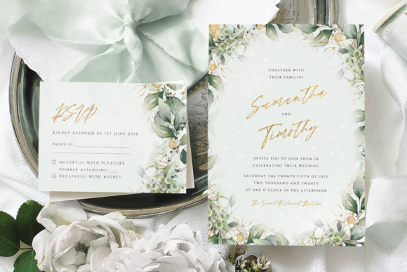 Download Green &amp; Gold Wedding Invitation Template - Wedding invitation Collection